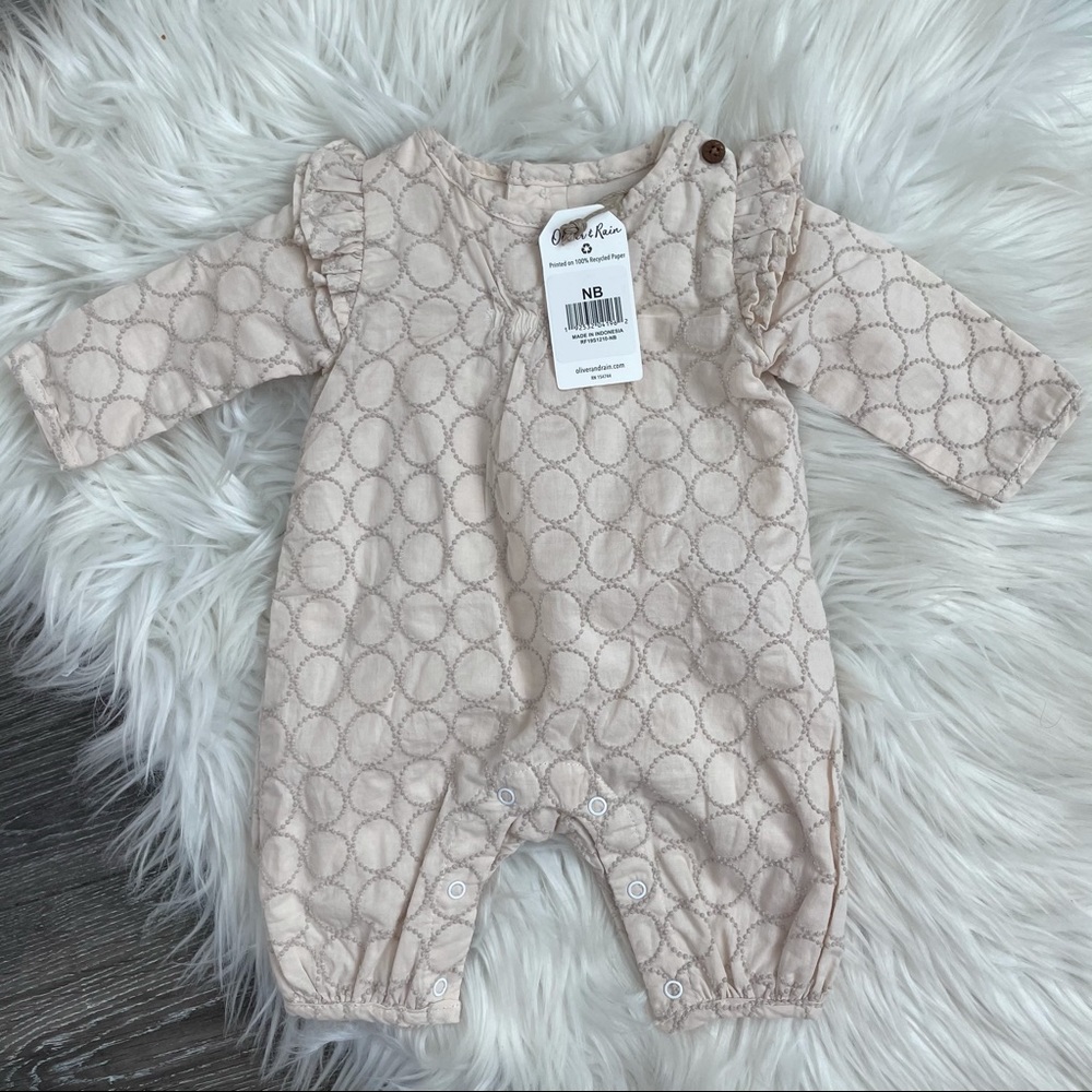 Oliver & Rain newborn one piece jumpsuits girls embroidery ruffle sleeve
